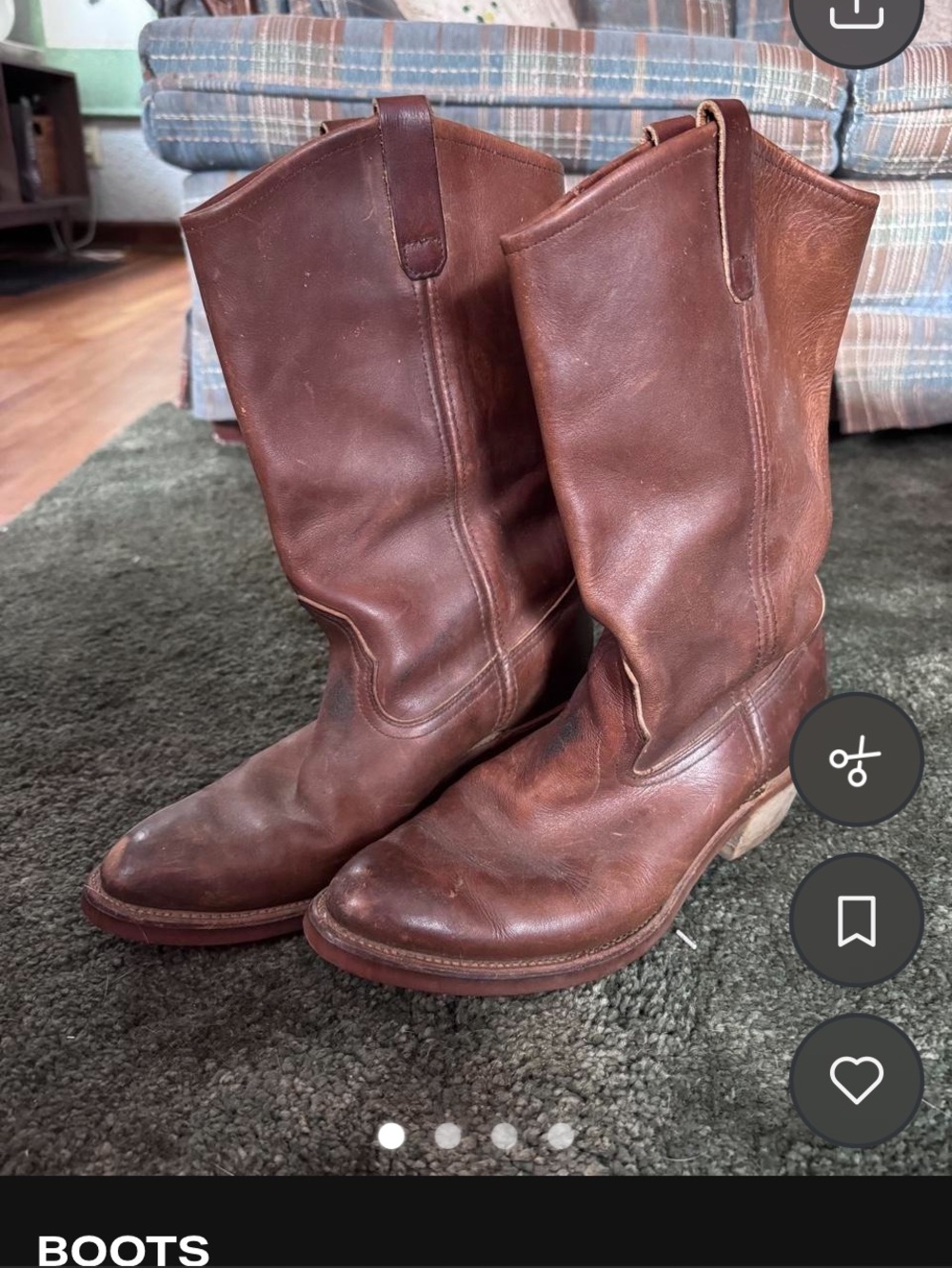 Vibram Men's Brown Red Wing* Leather Boots with Stitched Rubber Soles
